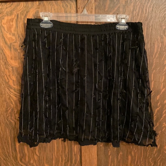 Authentic Y2K Funhouse NYC gothic pinstriped mini skirt tulle and ribbons XXL - Picture 2 of 8